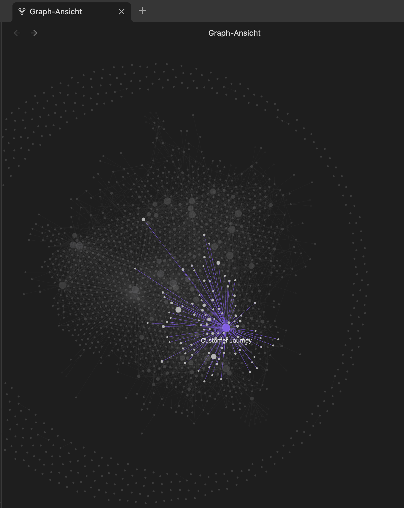 Obsidian Knowledge Graph mit Customer Journey als zentralem Hub-Node